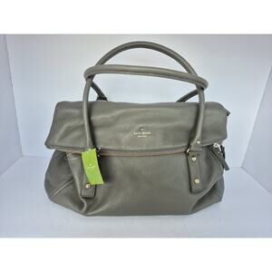 Kate Spade Cobble Hill Travel Leslie Leather Satchel Bag Storm Gray NWT